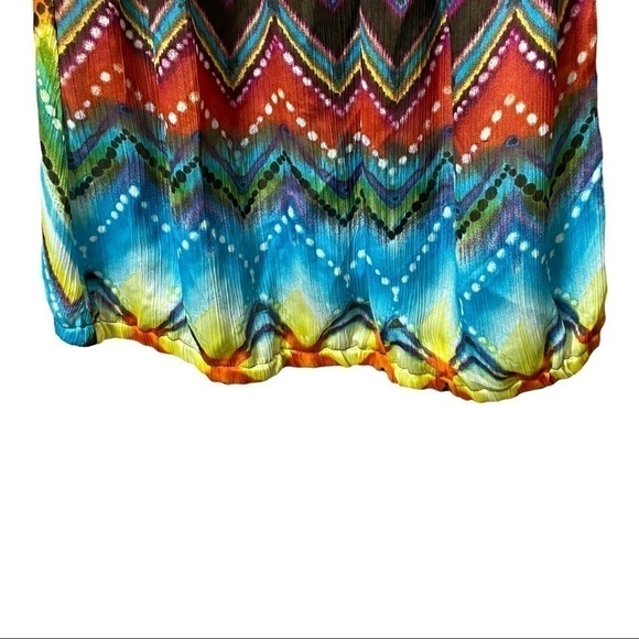 Y2k tribal beat embellished yoke multi color chevron print tank playful size XS - Picture 8 of 9